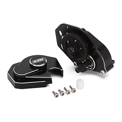 INJORA CNC Aluminum Complete Transmission Gearbox for SCX24 AX24, Black - color: Black