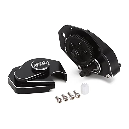 INJORA CNC Aluminum Complete Transmission Gearbox for SCX24 AX24, Black - color: Black
