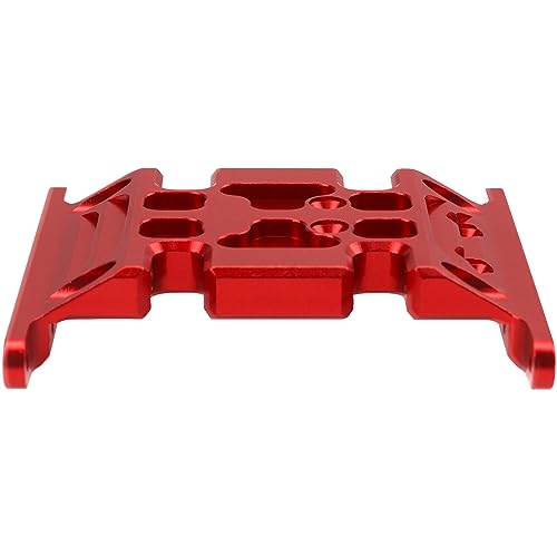 Aluminum Center Transmission Skid Plate Mount Gearbox Mount Base Compatible with Axial SCX10 1/10 RC Rock Crawler Car (Red) - color: Red
