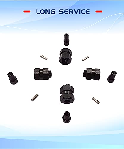 Aluminum 7mm Extended Hex Wheel Hubs for 1/24 SCX24 RC Crawler | 9.5mm Offset Extension 4Pcs Hex Drive Adapter CNC Machined High Strength Easy To Install - size: Black