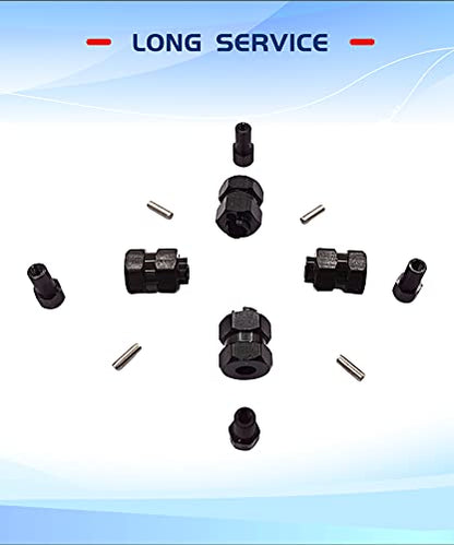 Aluminum 7mm Extended Hex Wheel Hubs for 1/24 SCX24 RC Crawler | 9.5mm Offset Extension 4Pcs Hex Drive Adapter CNC Machined High Strength Easy To Install - size: Black