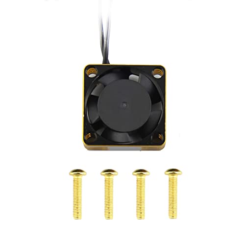 Lifehead 28000RPM Motor and ESC Cooling Fan Cooler RC Aluminum Cooling Fan for RC car 1/8 1/10 1/12 Scale 540 550 and Other Brushed/brushless Motors (red + Gold) 30 * 30mm - color: Golden (30*30*10mm)