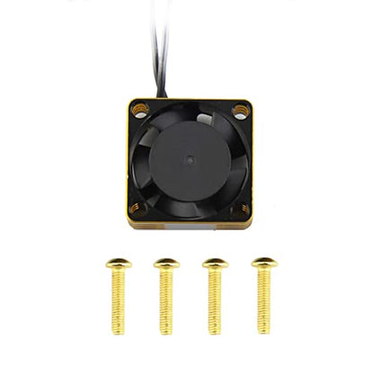 Lifehead 28000RPM Motor and ESC Cooling Fan Cooler RC Aluminum Cooling Fan for RC car 1/8 1/10 1/12 Scale 540 550 and Other Brushed/brushless Motors (red + Gold) 30 * 30mm - color: Golden (30*30*10mm)