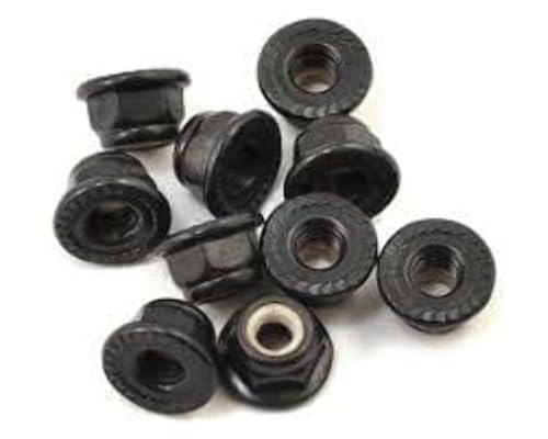 Traxxas 8347 Nuts 4mm Flanged Nylon Locking Serrated (Black) (10)
