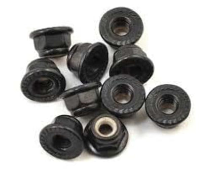 Traxxas 8347 Nuts 4mm Flanged Nylon Locking Serrated (Black) (10)