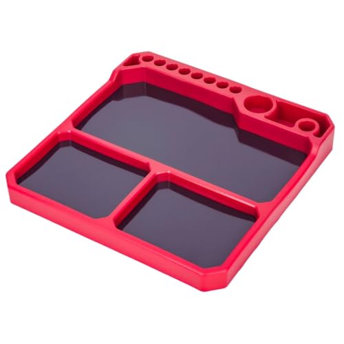 1/10 1/18 1/24 Rc Car Organizer Tray Silicone Tool Holder Storage Box 155x155mm Models Upgrade Replacement Modify Parts RC Car Repair Kit - color: Red