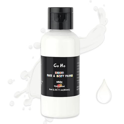 Go Ho Liquid White Face & Body Paint - Water Based, Special FX & Halloween Makeup - color: White