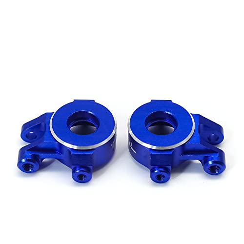 TREAL Aluminum 7075 Front Steering Knuckles Set (2P) L&R CNC Machined Upgrades Compatible with 1/18 TRX4M (Blue) - color: Blue