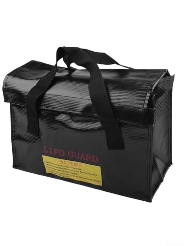Fireproof for battery Charging Bag for LiPo Batteries Flame-Retardant Storage Pouch for FPV Drones, RC Cars, UAV,26x18x13cm Black Safety Bag(260 * 130 * 150MM)