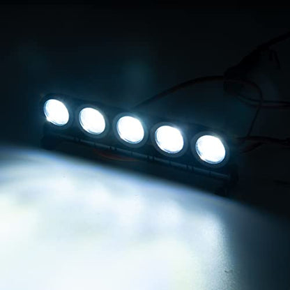 RC Car LED Lights Roof Light Bar Kit Headlight Spotlight 5 LEDs Body Shell Roof Lights for 1/10 TRX4 D90 SCX10 90046 CC01 Wraith RC Rock Crawler Car Upgrades (White) - color: White