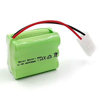 7.2V 2400mAh 6-Cell AA Ni-MH Replacement Battery Pack, KET 2P Plug Rechargeable Battery with USB Cable for Off-Road RC Truck, RC Racing Boat, RC Combat Tank & Hobby RC Toys