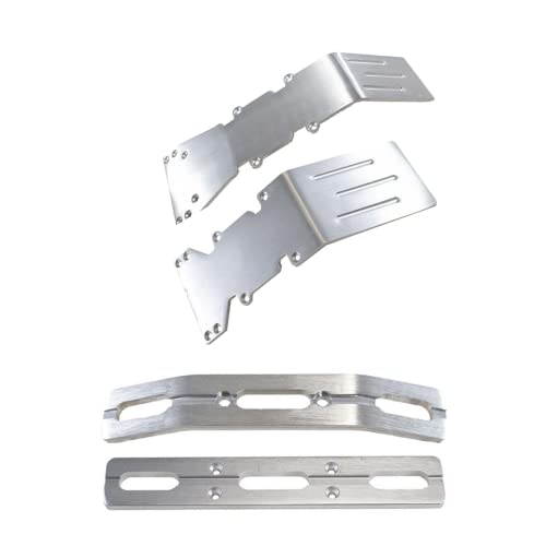 RC Car Skid Plate for T-Maxx and E-maxx Brushed Aluminum Skid Plate Front and Rear with a Set of Brushed Aluminum Bumper Set- RC Car Upgrade Parts