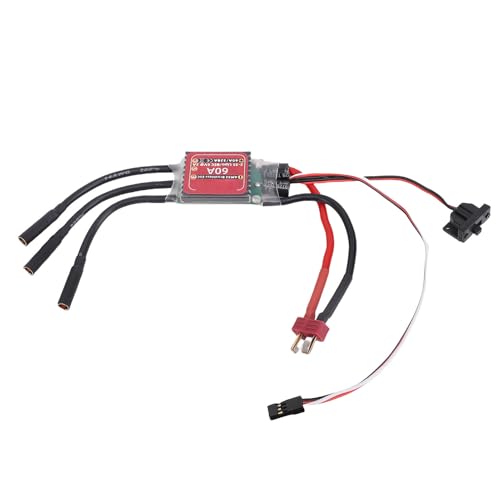 Cryfokt Brushless Motor ESC, 60A Adjustable Drag Brake Sinusoidal Start Electric Speed Controller, RC Car ESC with Bidirectional Modes for 2847 540 3650 Brushless Motor RC Cars Boats