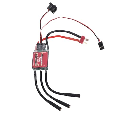 Dpofirs 60A Sensorless Brushless ESC for RC Vehicles | Unidirectional Bidirectional Speed Controller 2-3S Lipo 2A BEC Smooth Regulation Drag Brake for 2847 540 3650 Motor 1/10 Car Truck
