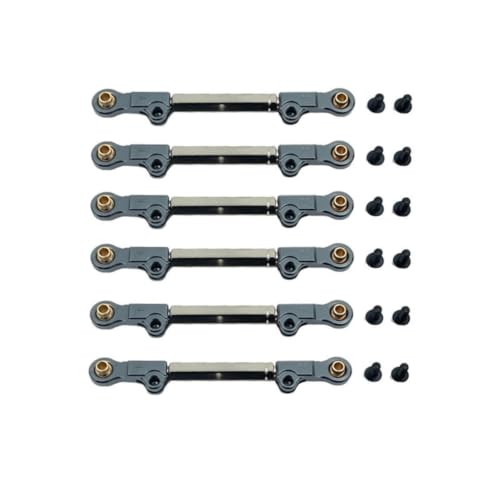 6 Pieces Adjustable Turnbuckles with Rod Ends Aluminum RC Tie Rod Turnbuckle Linkage Kit for Chassis Tuning, Titanium Silver - color: Titanium Silver