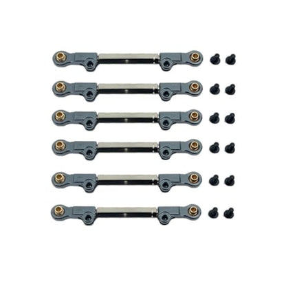 6 Pieces Adjustable Turnbuckles with Rod Ends Aluminum RC Tie Rod Turnbuckle Linkage Kit for Chassis Tuning, Titanium Silver - color: Titanium Silver