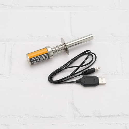 Create idea 1 Set 1800MAh Nitro Glow Plug Starter Rechargeable Igniter with DC 3.7V 300mA Battery Charger for Gas Nitro Engine Compatible with 1/8 1/10 RC Cars