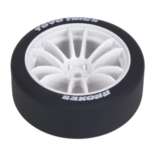 1/10 RC Drift Wheels and Tires Set, 12 Spoke On-Road Touring Car Wheel Tire Combo, 12mm Hex Drift Tires for RC Drift Car, 4PCS (White) - color: White