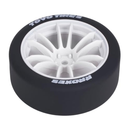 1/10 RC Drift Wheels and Tires Set, 12 Spoke On-Road Touring Car Wheel Tire Combo, 12mm Hex Drift Tires for RC Drift Car, 4PCS (White) - color: White