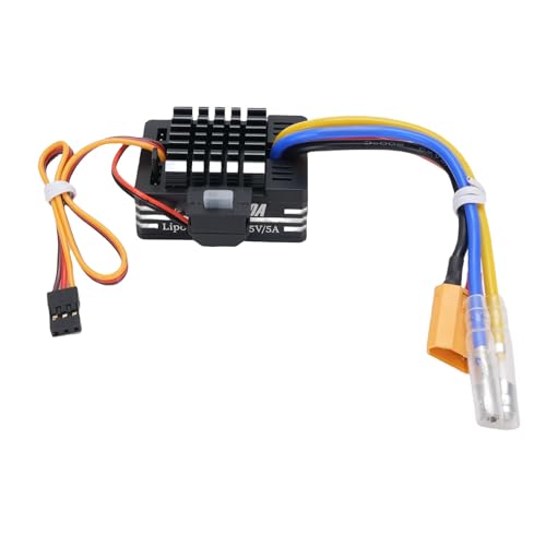 CHICIRIS 80A Brushed ESC Electronic Speed Controller, with T Plug XT60 Plug for 1/10 RC Car RC Boat 540 550 750 Motors (Black) - color: Black