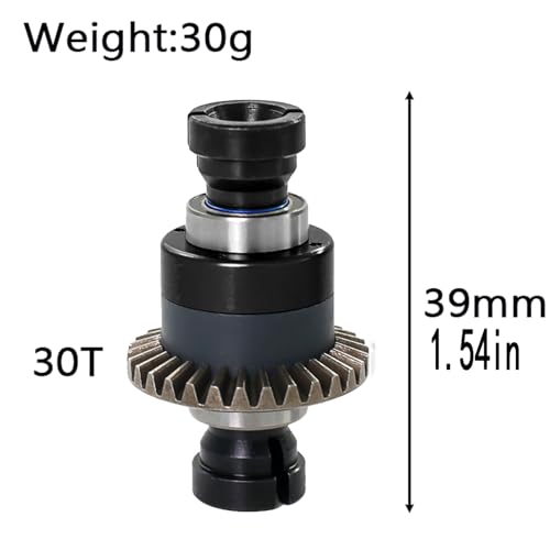 Assembled Differential 30T 0.8Mod for ARRMA 1/18 Granite GROM, Typhon GROM, 1/14 Mojave GROM, 1/12 Losi AWD RC Racecar, RC Front & Rear Universal Upgraded Metal Differential 2Pcs (Black/Black) - color: Black-black