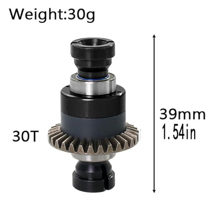 Assembled Differential 30T 0.8Mod for ARRMA 1/18 Granite GROM, Typhon GROM, 1/14 Mojave GROM, 1/12 Losi AWD RC Racecar, RC Front & Rear Universal Upgraded Metal Differential 2Pcs (Black/Black) - color: Black-black
