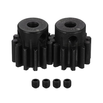 uxcell 2Pcs 1.5 Mod 12T Spur Gear 5mm Bore, 1045 Steel Pinion Gear Black Surface Treatment, 20° Pressure Angle, for Spur Rack and RC Model Car or Motor DIY(15mm) - size: 1.5 Mod 12T, 5mm x 15mm
