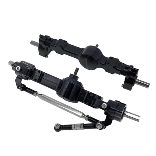 Metal Front and Rear Portal Axle Assembly Kit with 10.5mm High Ground Clearance for MN D90 MN99S FJ45 for WPL C14 C24 RC Crawler 1/12 1/16 Scale Upgrade Parts (Black) - color: Black