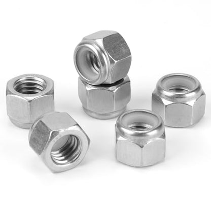 20 Pack 304 A2-70 1/2"-13 Nylon Lock Nuts | 20 Pack 304 A2-70 Stainless Steel 1/2"-13 Nylock Nuts, Anti-Loose, for Heavy Duty Industrial & Home Fastening - color: Silver, size: 1/2"-13
