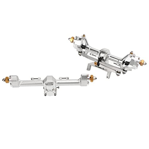 RiToEasysports SCX24 Portal Axle Upgrade Kit, CNC Machined Aluminum Alloy Front Rear Axle Assembly with Hardened Steel Gears for Axial 1/24 RC Crawler Car (Silver) - color: Silver