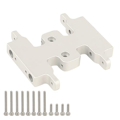 Aluminum Alloy Skid Plate Transmission Bottom Mount for Axial SCX24 C10 JLU Deadbolt Gladiator Bronco 1/24 Crawler Upgrade Parts (Silver) - color: Silver