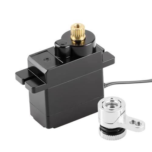 GLOBACT 1.2KG Servo with 20T Servo Saver for Arrma Grom Losi Mini-B/Mini-T | Metal Gear, Aluminum Servo Saver, For Granite Mojave Typhon Grom 1/12 1/14 1/16 1/18 RC Buggy Truck Racecar Upgrade - size: RC Servo with 20T Al Servo Saver