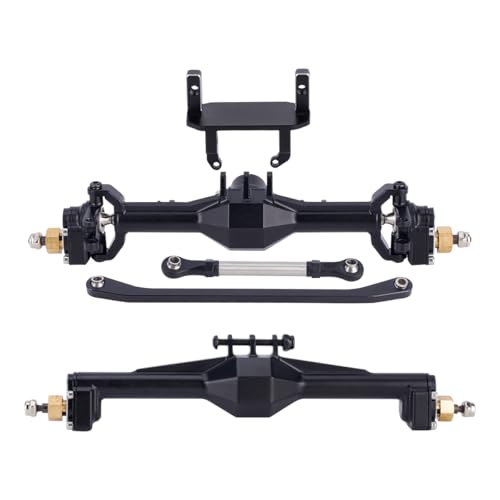 +10mm Diamond CNC Portal Axles with Lay Down Servo Mount & Links for 1/18 RC Crawler TRX4M Axle Upgrade Parts (Black-1Set) - color: Black-1set