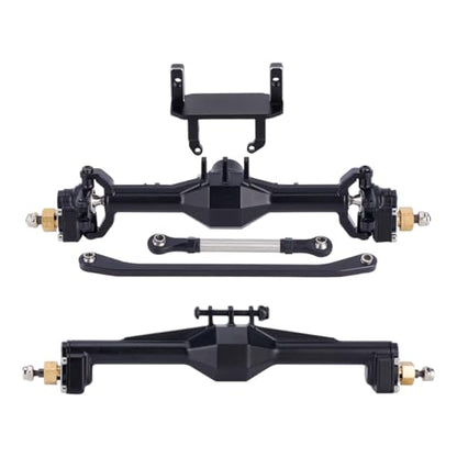 +10mm Diamond CNC Portal Axles with Lay Down Servo Mount & Links for 1/18 RC Crawler TRX4M Axle Upgrade Parts (Black-1Set) - color: Black-1set