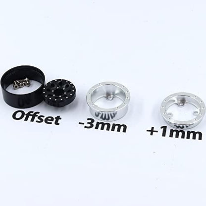 Adjustable Offset 1.0 rc Wheels Rims Silver Black & 1/24 Tires, Heavy 1.0 Beadlock Wheels and Tires for 1:24 RC Crawler Axial SCX24 Upgrade,(4-Pack, Assembled) - color: Silver & Black