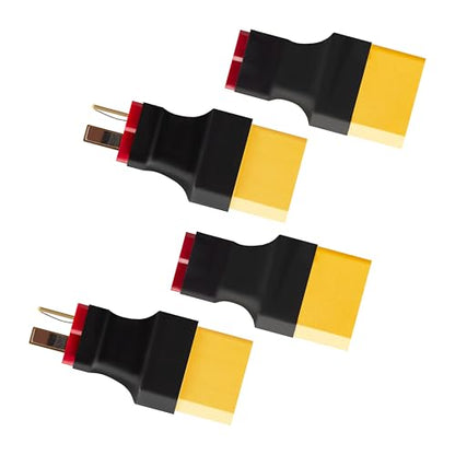 XT90 to T Plug Adapter, 4PCS Industrial-Grade Connector (2 XT90 Male to T Female & 2 XT90 Female to T Male) for High Current 6S+ LiPo Battery, FPV Drone, RC Car, ESC (150A) -40°F to 257°F