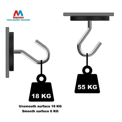 Magnetpro 2 Pieces Strong Rubber Coated Mounting Magnets 120 LB | Anti-Scratch, Over 120 LB Adhesive Power, with M6 Thread Hole and Bolts - size: 120LB - M6 Female 2P