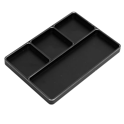 4 Grids RC Repair Screw Tray, Aluminum Alloy Magnetic Storage Organizer RC Repair Screw Tray Screws Holder Plate with Magnetic Design for RC Car Airplanes (Black) - color: Black