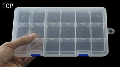 Qualsen 4 Pack 18 Grid Plastic Organizer Box with Adjustable Dividers, Bead Organizer Box for Jewelry, Beads, Earrings, Tools, Fishing Hooks, and Small Accessories - size: 18 Gird-4pcs