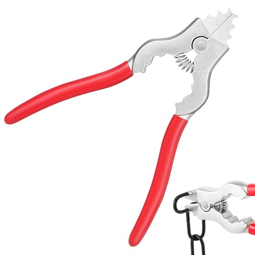 1 Pcs Chain Pliers, 7 Inch Fixture Link Pliers, Malleable Iron Chain Pincers, Opener Closer Remover Pincers, Light Link Tool with Rubber Grip for Chandelier Shackle Light Fixture Accessories, Red