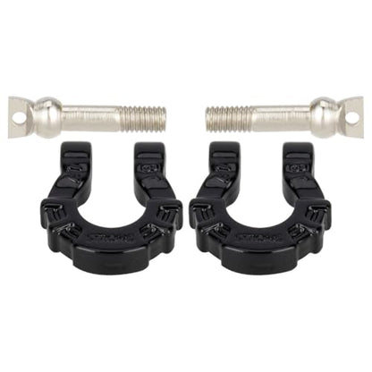 4Pcs Metal Tow Shackle Trailer Buckle for SCX10 TRX4 1/10 RC Crawler | Durable metal shackles, compatible with CC01 D90 D110 TF2. Perfect for tow hook upgrade,off-road crawler accessories.4-pack. - color: Black