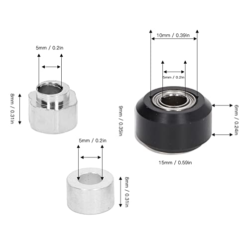 3D Printer POM Pulley Wheel Set Rubber Bearing Wheel Eccentric Spacer Round Column for 3D Printer(Black Pulley)