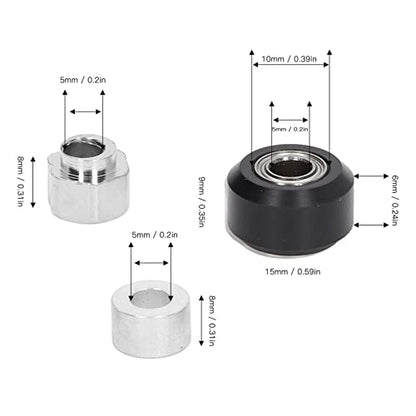 3D Printer POM Pulley Wheel Set Rubber Bearing Wheel Eccentric Spacer Round Column for 3D Printer(Black Pulley)