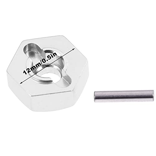 kingsea RC Front & Rear Aluminum Wheel Hubs Hex Driver Adapter 12 mm Upgrade 7154 Compatible with Traxxas 4x4 Slash E-Revo Summit 1/16 Truck Car - color: Silver