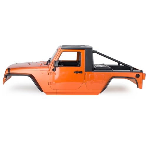313mm Wheelbase Hard Plastic Pickup Body Shell Unassembled Kit for 1/10 RC Crawler Car Axial SCX10 90046 Jeep Wrangler (Orange) - color: Orange
