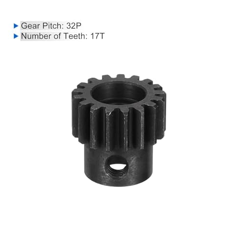 MECCANIXITY 2 Pcs RC 32P Hardened Pinion Gear 5mm Shaft, 17T Motor Gears Carbon Steel for 1/10 RC Model Car Boat Drone - style: 17T