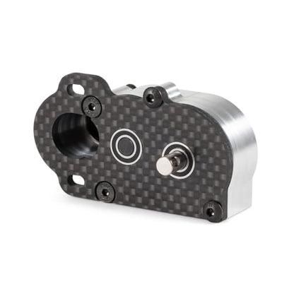 Straight Axle Transmission NOD Tiny Gearbox with Adapter Plate, Silver | 4:1 Low Gear Ratio, with 48P 44T Spur Gear, Fit for Axial AR44 AR45 AR60 Enduro Vanquish F9 F10 - color: Silver