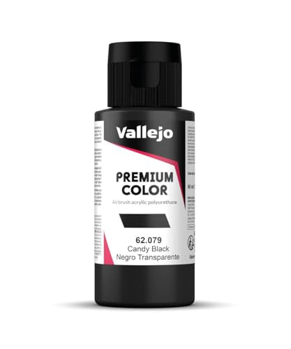 Vallejo - Premium Color RC Candy Black 2.02 Fl.Oz. (60 ml) for Airbrushing, Acrylic-Polyurethane Hybrid Resin of Great Resistance Paint for Model and Hobby Use - style: Candy Black