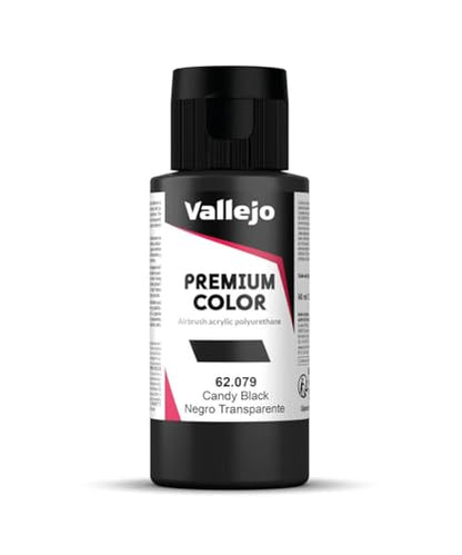 Vallejo - Premium Color RC Candy Black 2.02 Fl.Oz. (60 ml) for Airbrushing, Acrylic-Polyurethane Hybrid Resin of Great Resistance Paint for Model and Hobby Use - style: Candy Black