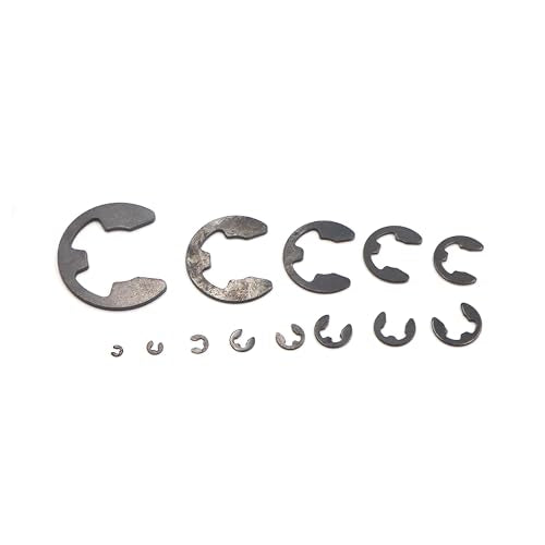 cSeao External Retaining Rings Snap Rings Assortment kit Steel External Circlip Snap External Retaining C-Clips Rings Set (Black E Clip), 395 Pieces - size: Black E Clip